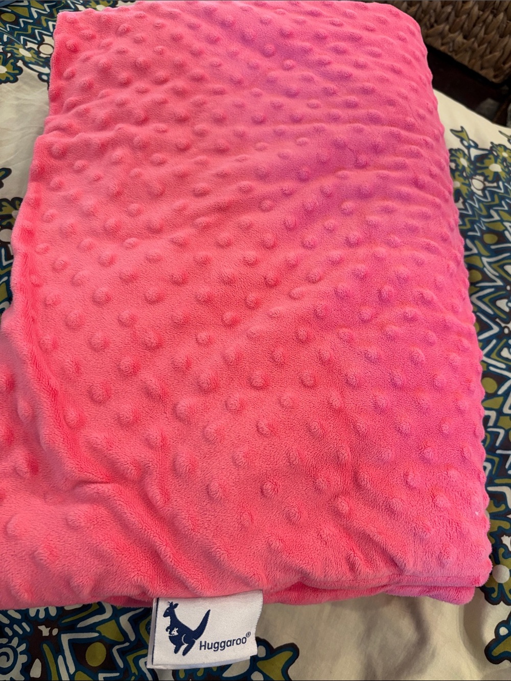 Huggaroo Plush Minky Dot weighted Blanket - 13 lbs Hot Pink